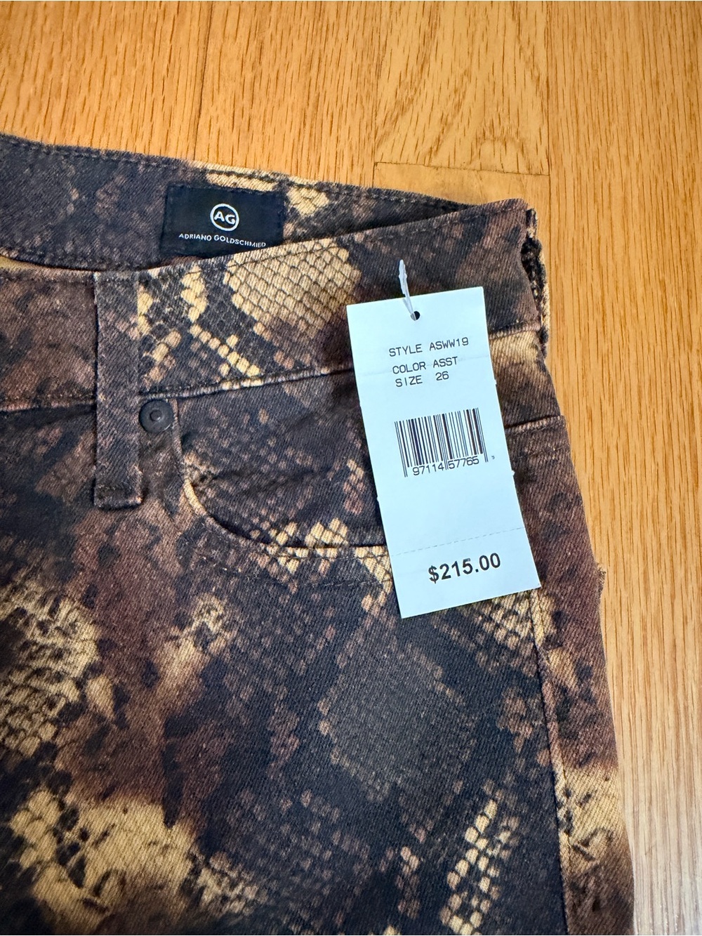 Ag Adriano Goldschmied Brown & Black Snake-Effect Jeans - Picture 2 of 6